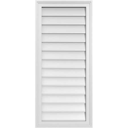 Ekena Millwork Vertical Surface Mount PVC Gable Vnt: Non-Functional, w/2"W x 1-1/2"H, Brickmould Frame, 18"W x 40"H GVPVE18X4002SN